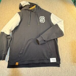 Holloway Adult Large Black White Colorblock Hoodie Varsity S Patch Sweatshirt